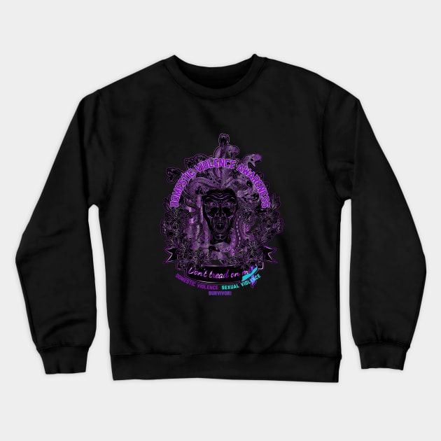 Medusa “Don’t tread on me” Domestic Violence Awareness Crewneck Sweatshirt by FitzGingerArt